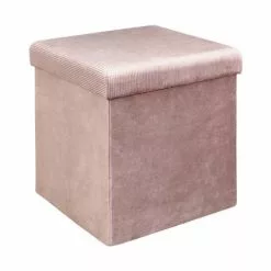 The Home Deco Factory Poufs Pouf Coffre De Rangement Rose Poudré