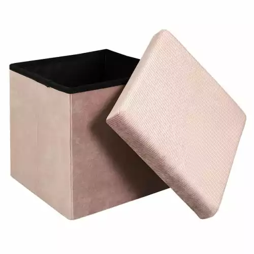 The Home Deco Factory Poufs Pouf Coffre De Rangement Rose Poudré 6 The Home Deco Factory Poufs Pouf Coffre De Rangement Rose Poudré – Image 6