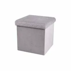 Urban Living Poufs Pouf Coffre De Rangement Velours Noir - 37.5x37.5x37.5cm -Chaise Soldes Magasin pouf coffre de rangement velours gris clair 37 5x37 5x37 5cm