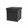 Urban Living Poufs Pouf Coffre De Rangement Velours Noir - 37.5x37.5x37.5cm