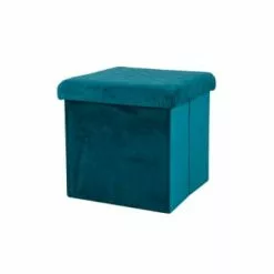 Urban Living Poufs Pouf Coffre De Rangement Velours Noir - 37.5x37.5x37.5cm -Chaise Soldes Magasin pouf coffre de rangement velours vert 37 5x37 5x37 5cm