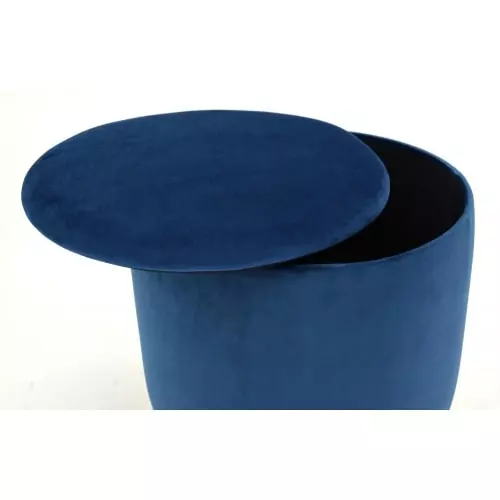 Aubry Gaspard Poufs Pouf Coffre En Velours Et Métal Bleu/or 3 Aubry Gaspard Poufs Pouf Coffre En Velours Et Métal Bleu/or – Image 3