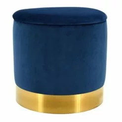 Aubry Gaspard Poufs Pouf Coffre En Velours Et Métal Bleu/or