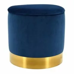 Aubry Gaspard Poufs Pouf Coffre En Velours Et Métal Bleu/or 11 Aubry Gaspard Poufs Pouf Coffre En Velours Et Métal Bleu/or -Chaise Soldes Magasin pouf coffre en velours et metal bleu or 3