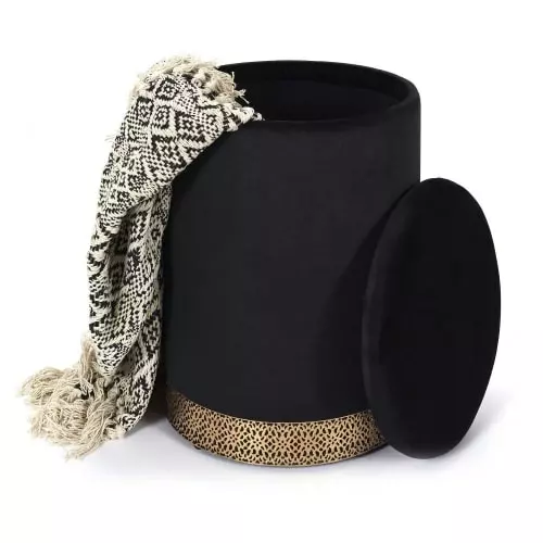 The Home Deco Factory Poufs Pouf Coffre Mirage Noir 4 The Home Deco Factory Poufs Pouf Coffre Mirage Noir – Image 4