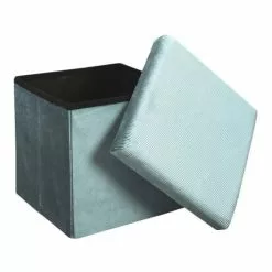 The Home Deco Factory Poufs Pouf Coffre Pliable En Velours Design L. 38 X H. 38 Cm Bleu -Chaise Soldes Magasin pouf coffre pliable en velours design l 38 x h 38 cm bleu 2