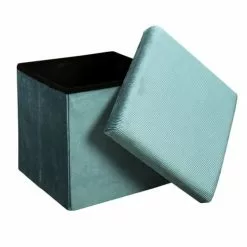 The Home Deco Factory Poufs Pouf Coffre Pliable En Velours Design L. 38 X H. 38 Cm Bleu -Chaise Soldes Magasin pouf coffre pliable en velours design l 38 x h 38 cm bleu 4