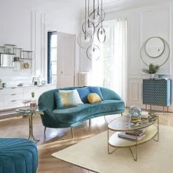 Maisons Du Monde Poufs Pouf Coquillage En Velours Bleu Et Pin -Chaise Soldes Magasin pouf coquillage en velours bleu et pin 1000 9 27 190800 9