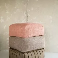 Bazar Bizar Poufs Pouf En Coton Beige Et Noir -Chaise Soldes Magasin pouf en coton beige et noir 3