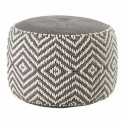 Maisons Du Monde Poufs Pouf En Coton Gris Et Blanc