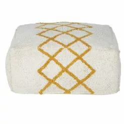 Maisons Du Monde Poufs Pouf En Coton Jaune Et Blanc