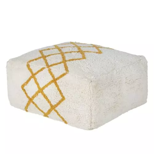Maisons Du Monde Poufs Pouf En Coton Jaune Et Blanc 2 Maisons Du Monde Poufs Pouf En Coton Jaune Et Blanc – Image 2