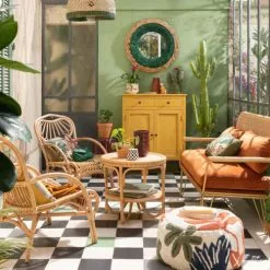 Maisons Du Monde Poufs Pouf En Coton Motif Végétal Blanc, Bleu, Vert Et Orange -Chaise Soldes Magasin pouf en coton motif vegetal blanc bleu vert et orange 1000 16 36 226643 3