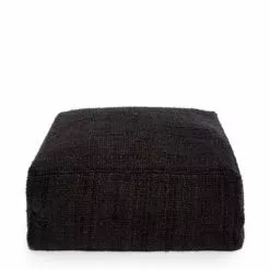 Bazar Bizar Poufs Pouf En Coton Noir Et Bleu Marine