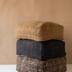 Bazar Bizar Poufs Pouf En Coton Noir Et Cuivre -Chaise Soldes Magasin pouf en coton noir et cuivre 2