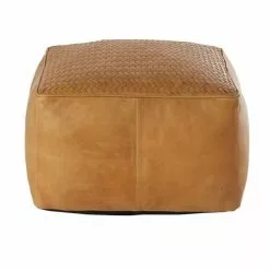 Maisons Du Monde Poufs Pouf En Cuir De Buffle Camel Tressé