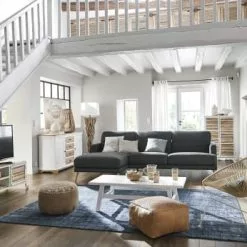 Maisons Du Monde Poufs Pouf En Cuir De Buffle Camel Tressé -Chaise Soldes Magasin pouf en cuir de buffle camel tresse 1000 4 12 202593 4