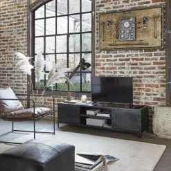 Maisons Du Monde Poufs Pouf En Cuir De Buffle Noir -Chaise Soldes Magasin pouf en cuir de buffle noir 1000 8 37 190646 11