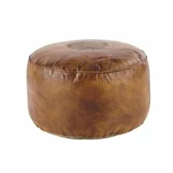 Maisons Du Monde Poufs Pouf En Cuir De Chèvre Marron