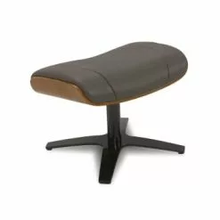 My New Design Repose-pieds Pouf En Cuir Et Chêne Naturel - Cuir Noir -Chaise Soldes Magasin pouf en cuir et chene naturel cuir anthracite