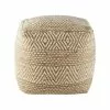 Maisons Du Monde Poufs Pouf En Jute Et Coton Beige Et Blanc à Motifs Graphique