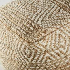Maisons Du Monde Poufs Pouf En Jute Et Coton Beige Et Blanc à Motifs Graphique -Chaise Soldes Magasin pouf en jute et coton beige et blanc a motifs graphique 1000 1 19 215187 3