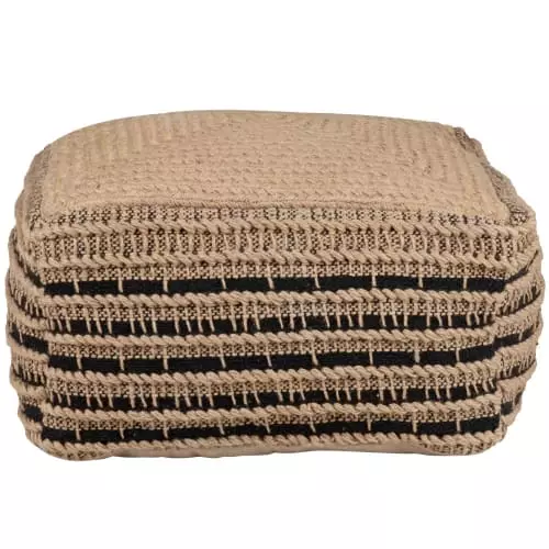 Maisons Du Monde Poufs Pouf En Jute Tressée à La Main Et Coton Noir Et Beige 1 Maisons Du Monde Poufs Pouf En Jute Tressée à La Main Et Coton Noir Et Beige