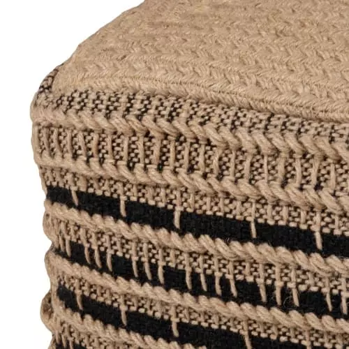 Maisons Du Monde Poufs Pouf En Jute Tressée à La Main Et Coton Noir Et Beige 3 Maisons Du Monde Poufs Pouf En Jute Tressée à La Main Et Coton Noir Et Beige – Image 3