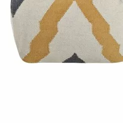 Beliani Poufs Pouf En Laine Beige Et Jaune 56 X 56 Cm -Chaise Soldes Magasin pouf en laine beige et jaune 56 x 56 cm 3