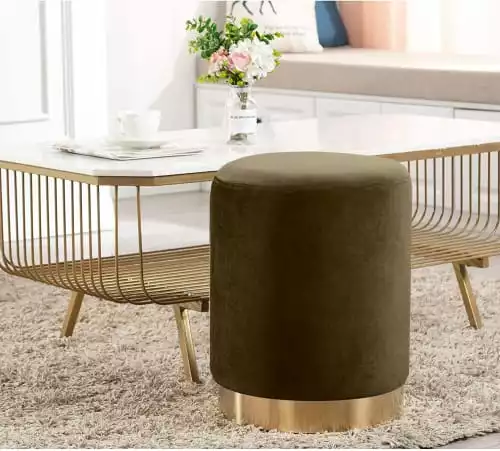 Nordlys Poufs Pouf En Métal Dore Et Velours Marron 2 Nordlys Poufs Pouf En Métal Dore Et Velours Marron – Image 2