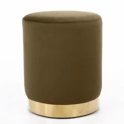 Nordlys Poufs Pouf En Métal Dore Et Velours Marron