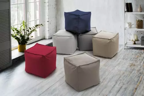 Talamo Italia Poufs Pouf En Tissu Beige 2 Talamo Italia Poufs Pouf En Tissu Beige – Image 2