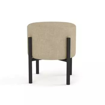 Potiron Paris Poufs Pouf En Tissu Beige, Pieds En Métal Noir 4 Potiron Paris Poufs Pouf En Tissu Beige, Pieds En Métal Noir – Image 4