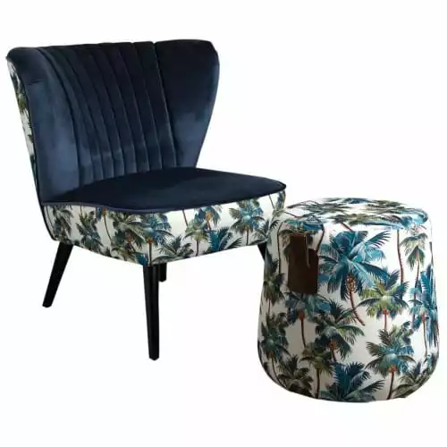 Aubry Gaspard Poufs Pouf En Tissu Jungle 3 Aubry Gaspard Poufs Pouf En Tissu Jungle – Image 3