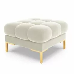 Micadoni Home Poufs Pouf En Velours Beige Clair