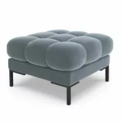 Micadoni Home Poufs Pouf En Velours Noir -Chaise Soldes Magasin pouf en velours bleu clair 2