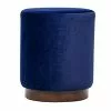 Nordlys Poufs Pouf En Velours Bleu Et Base En Bois