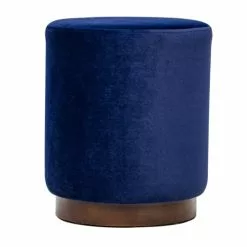 Nordlys Poufs Pouf En Velours Bleu Et Base En Bois