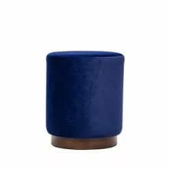 Nordlys Poufs Pouf En Velours Bleu Et Base En Bois -Chaise Soldes Magasin pouf en velours bleu et base en bois 3