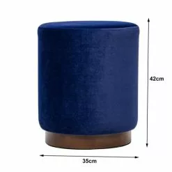 Nordlys Poufs Pouf En Velours Bleu Et Base En Bois -Chaise Soldes Magasin pouf en velours bleu et base en bois 4