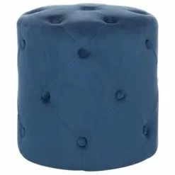 Beliani Poufs Pouf En Velours Bleu Foncé