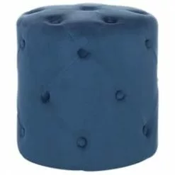 Beliani Poufs Pouf En Velours Bleu Foncé -Chaise Soldes Magasin pouf en velours bleu fonce 4