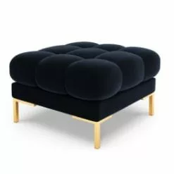 Micadoni Home Poufs Pouf En Velours Beige Clair -Chaise Soldes Magasin pouf en velours bleu fonce 5