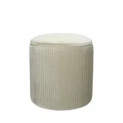 Pomax Poufs Pouf En Velours D38cm Blanc Cassé