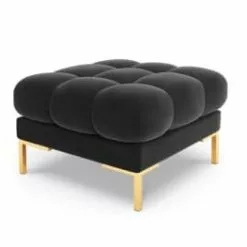 Micadoni Home Poufs Pouf En Velours Beige Clair -Chaise Soldes Magasin pouf en velours gris fonce