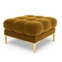 Micadoni Home Poufs Pouf En Velours Beige Clair -Chaise Soldes Magasin pouf en velours jaune 3