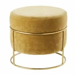 Maisons Du Monde Poufs Pouf En Velours Jaune Et Métal Doré
