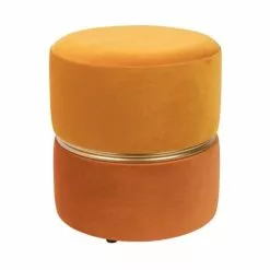 Drawer Poufs Pouf En Velours Jaune Et Orange