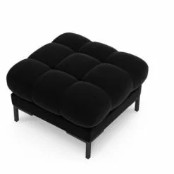 Micadoni Home Poufs Pouf En Velours Noir -Chaise Soldes Magasin pouf en velours noir 2