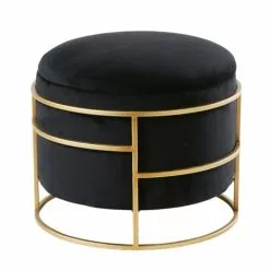 Maisons Du Monde Poufs Pouf En Velours Noir Et Métal Doré
